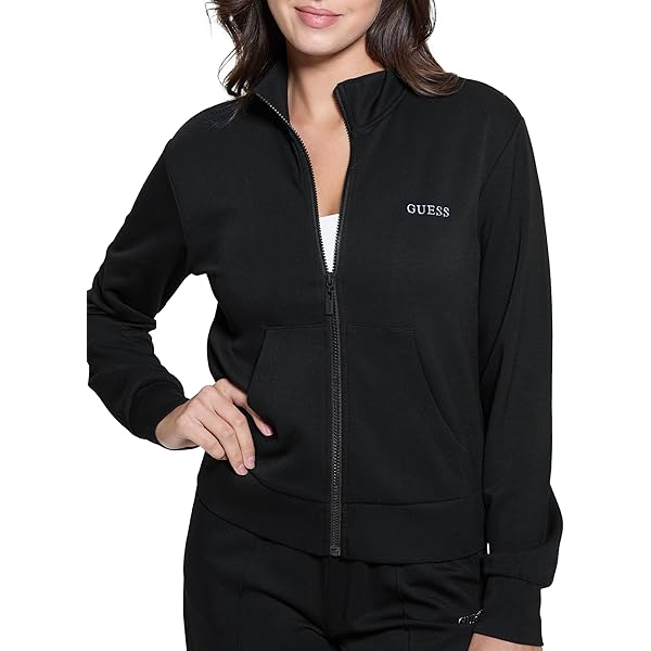 GUESS Women's Britney Full Zip Sweatshirt, Ocean Salt, Ocean